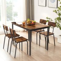 Dining Table Set 5-Piece Dining Chair with Backrest, Industrial style, Sturdy construction. Rustic Brown, 43.31'' L x 27.56'' W x 30.32'' H.